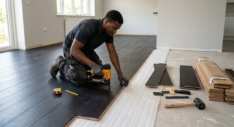 Dark Wood Floor Installation