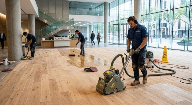 Our team working on Wood Floor Service projects in Spring, TX